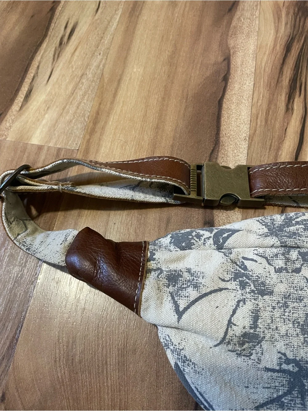 Myra Bag Western Cowhide Canvas Fanny Pack Impression Waist Bag Crossbody